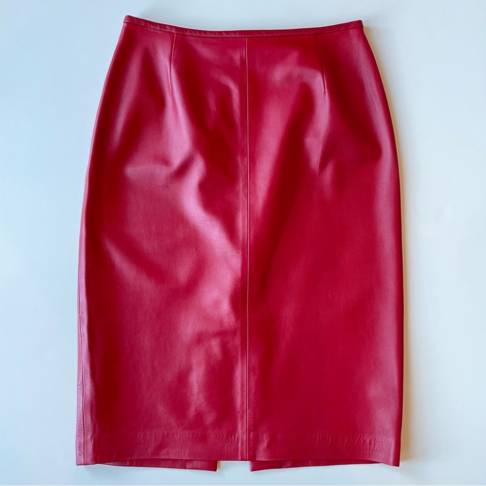 Lafayette 148 Red Leather Skirt